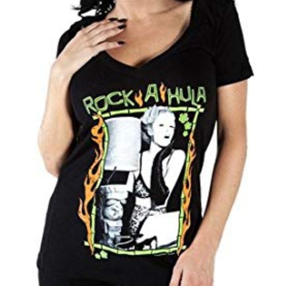 Sourpuss RockAHula Tiki Inspired Top Viva Van Story Pinup Girl Leopard Outfit - Picture 3 of 3